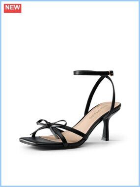 Elegant Bow Strappy Kitten Heel Sandals Square Toe Satin Dress Heels